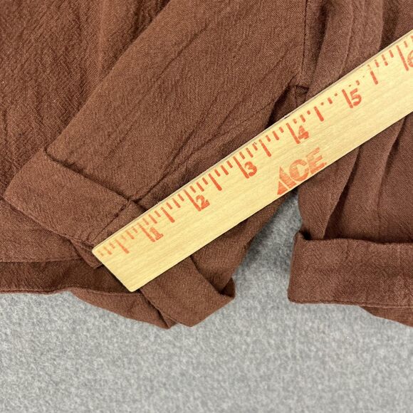 SHEIN Shorts Womens Large Brown Pleated High Waist Cuffed Hem Pockets Belt Loops - Picture 9 of 16